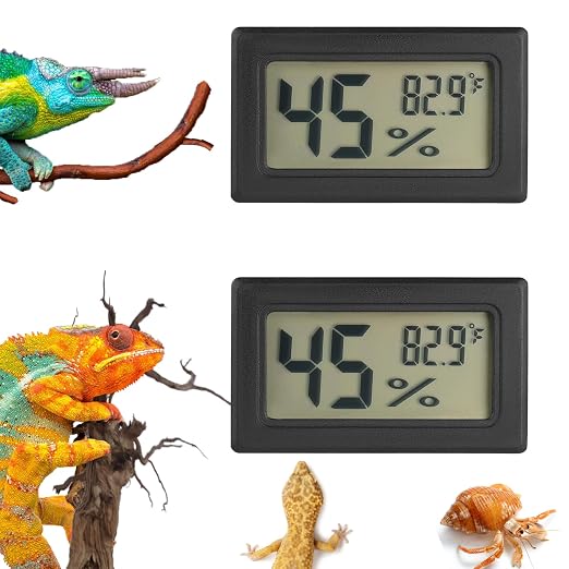 Reptile Thermometer and Humidity Gauge Digtal Terrarium Thermometer 2pc | RectangleBearded Dragon Cage Accessories Reptile Temp and Humidity Gauge for Leopard Gecko Hermit Crab Gecko Lizard Etc