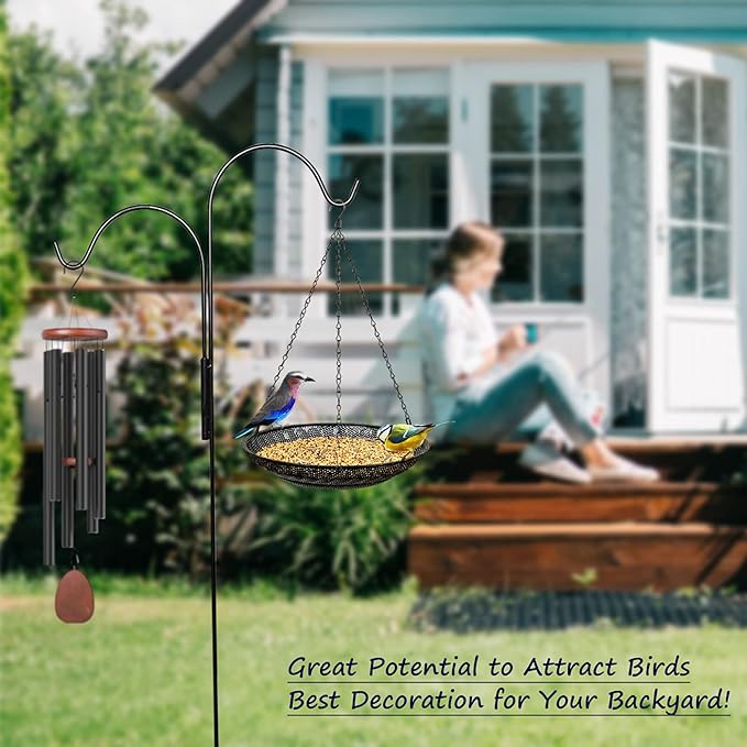 CQAIRIOU Premium Hanging Bird Feeder Tray(2 Set),Size 11.8” Large Platform Bird Feeder Metal Mesh Tray,Wild Bird Feeder for Outside Hanging Seed Platform,Combinable Style to Double Layer