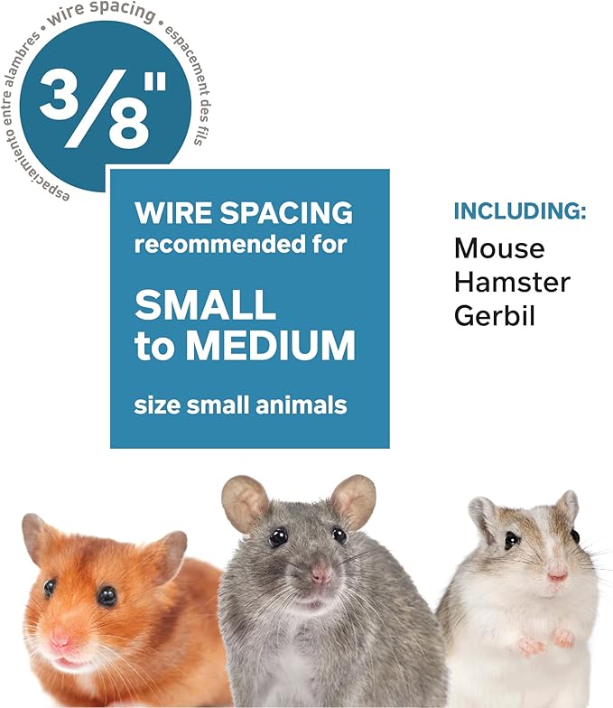 Prevue Pet Products Universal Small Animal Home - Small Animal Cage for Hamsters, Guinea Pigs, Ferrets, Dwarf Rabbits, Rats, Chinchillas, Hedgehogs, Indoor Use, Tight Wire Spacing - Gray