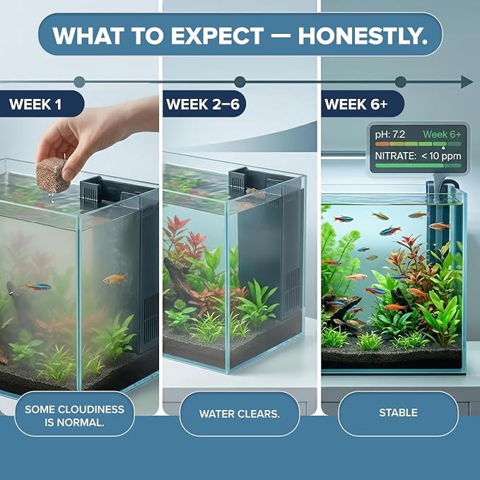 EcoBio-Block Aquarium Water Clarifier (Medium 2-Pack, 15–40 gal ea.) | Volcanic Rock — Lasts Up to 2 Years — No Weekly Additives — Long-Term Water Balance — Safe for Fish, Shrimp, Frogs & Turtles
