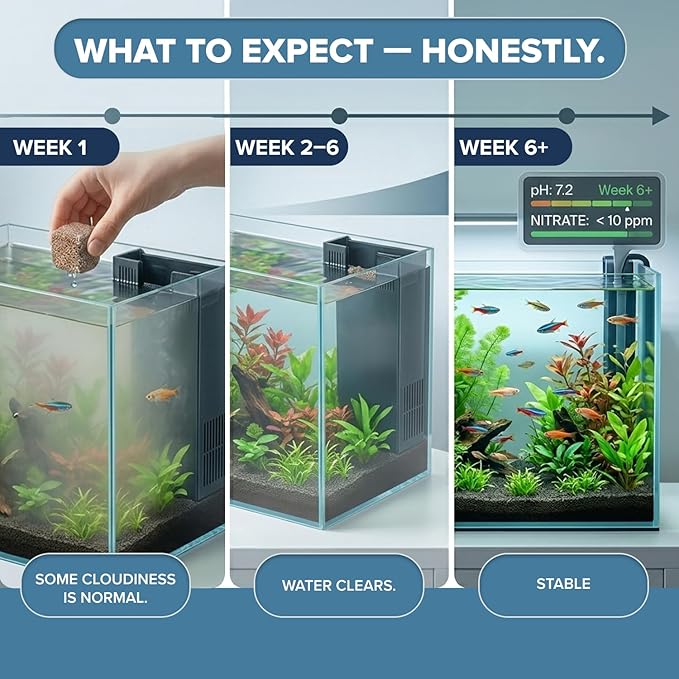 EcoBio-Block Aquarium Water Clarifier (Nano, 0.8–1.5 gal) | Volcanic Rock — Lasts Up to 2 Years — No Weekly Additives — Long-Term Water Balance — Safe for Fish, Shrimp, Frogs & Turtles