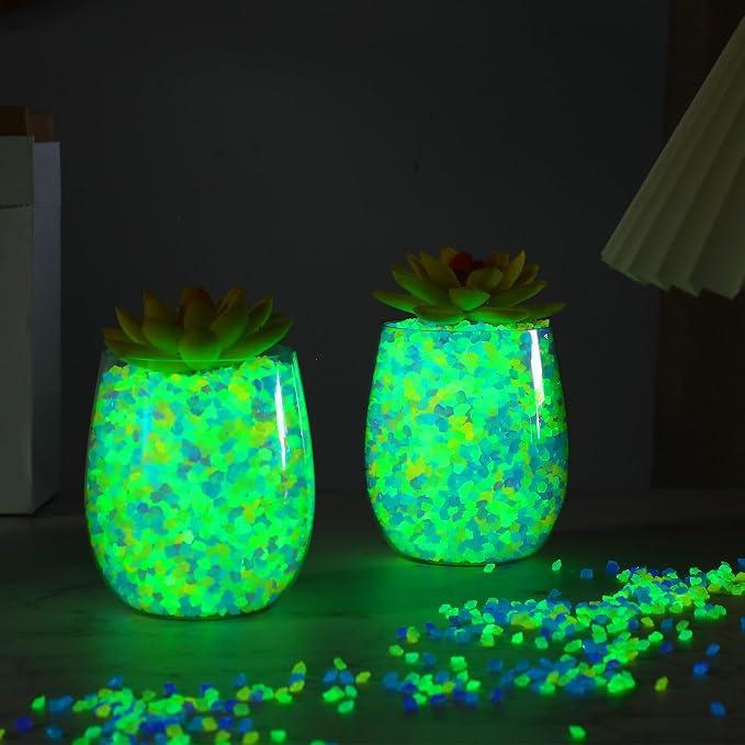 40000 Pcs 3-5mm Glow in The Dark Rocks Pebbles for Fish Tank Sand Aquarium Luminous Gravel Bulk Craft Landscaping Glow Stone for Potted Succulent Decor Fairy Garden, 2.2 Lb/ 1 kg(Multicolor)