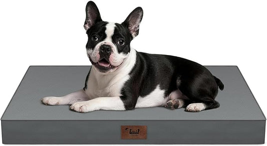 Outdoor Dog Bed for Small Dogs, Waterproof Dog Crate Bed for Medium Dogs Cats, Orthopedic Egg Crate Foam Pet Bed with Washable Removable Oxford Cover, Grey