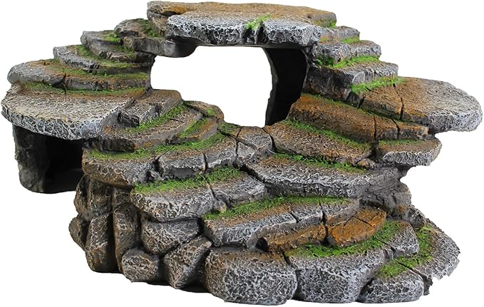 PENN-PLAX (REP183) Reptology Shale Scape Step Ledge & Cave Hideout – Decorative Resin for Aquariums & Terrariums – Great for Reptiles, Amphibians, and Fish – Large