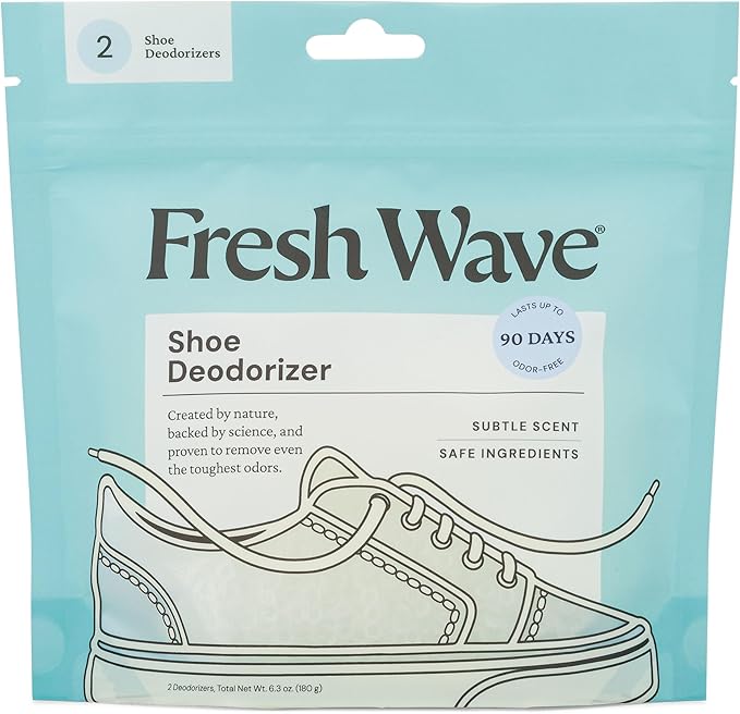 Fresh Wave Shoe Deodorizer, 1 Pack (2 Count) – Natural & Safe Shoe Freshener for All Types of Shoes, Long-Lasting and Reusable, Odor Eliminator for Strong Odor, Easy-to-Use Shoe Smell Remover