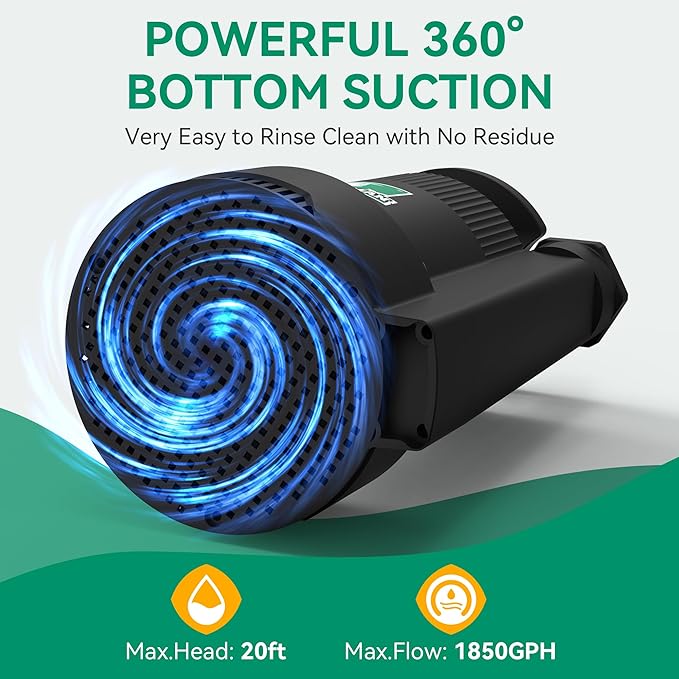 PUMPMAN 1/6HP Utility Pump, 1850 GPH Submersible Water Pump with Handle, Thermoplastic Portable Well Pump IPX8 Waterproof for Pools, Basements, Car Washing, Garden