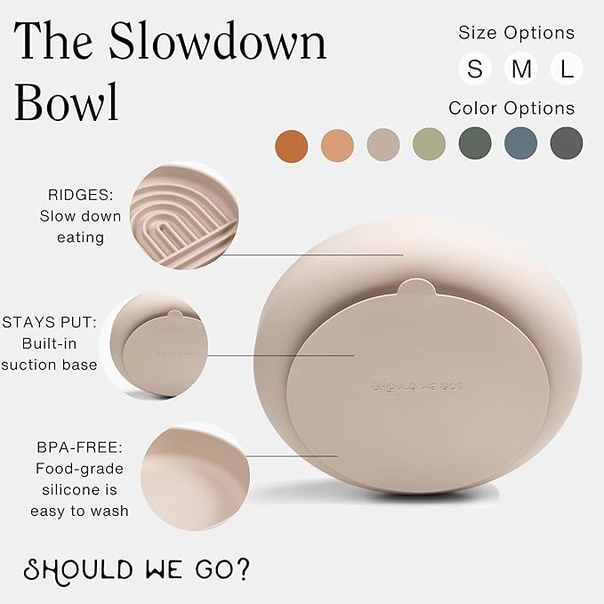 Should We Go? Slow Feeder for Dogs & Cats, The Slowdown Bowl Silicone Slow Eating Mealtime Solution with Modern Lick Mat Design, Reduces Gulping, Fits 1 Cup, 6” Across x 1.25” Tall, Small-Charcoal