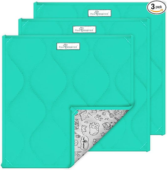 Paw Inspired Guinea Pig Cage Liner Pads | Washable Fleece Bedding, Waterproof Bottom | Super Absorbent Pee Pad or Pet Bed Mat for Guinea Pigs, Ferrets, Rabbits, Hamsters, Small Animals (12x12, Green)
