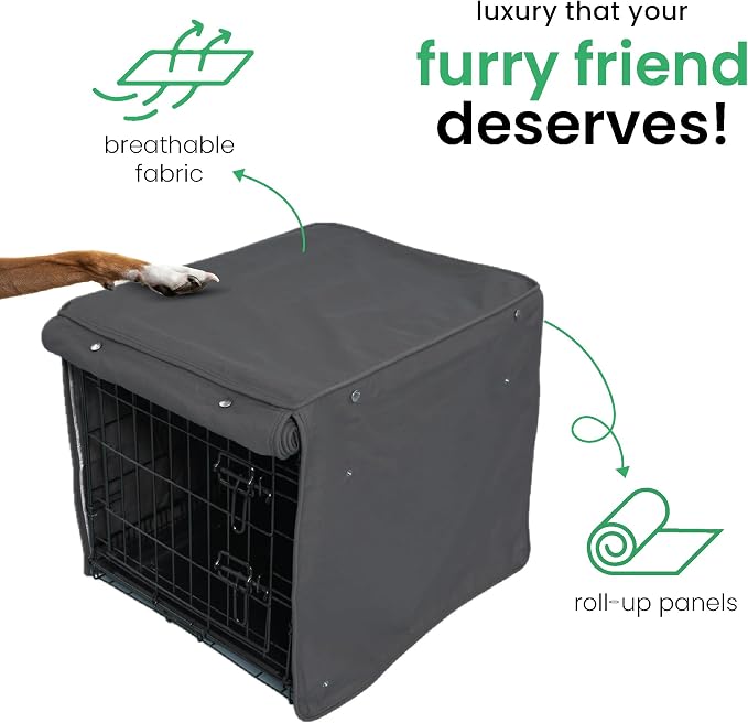 Molly Mutt I'm a Realist Dog Crate Cover, 100% Cotton Canvas Cover with 2 Roll-Up Panels, Ideal for Dog or Cat Crate, Durable, Washable, and Free of Harmful Chemicals, 30" x 19" x 21"