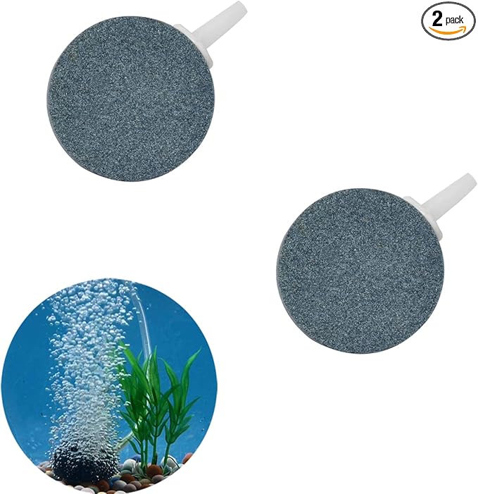 Aquarium Air Stone Disc - 1.6 Inch Bubble Diffuser, 2PCS Aquarium Bubbler Stone, Fish Tank Air Stones, Airstone Bubbler, Aquarium Air Aump Accessories, Air Stones for Aquariums