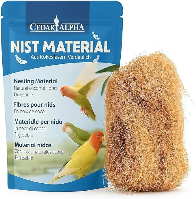 Premium Coconut Fiber for Bird Nests - Canary Nesting Material Coconut Bird Nest Finch Coconut Fiber Loose Bedding Substrate for Laying Eggs,Resting Materials, Hummingbird Parakeet 40g/1.4 oz
