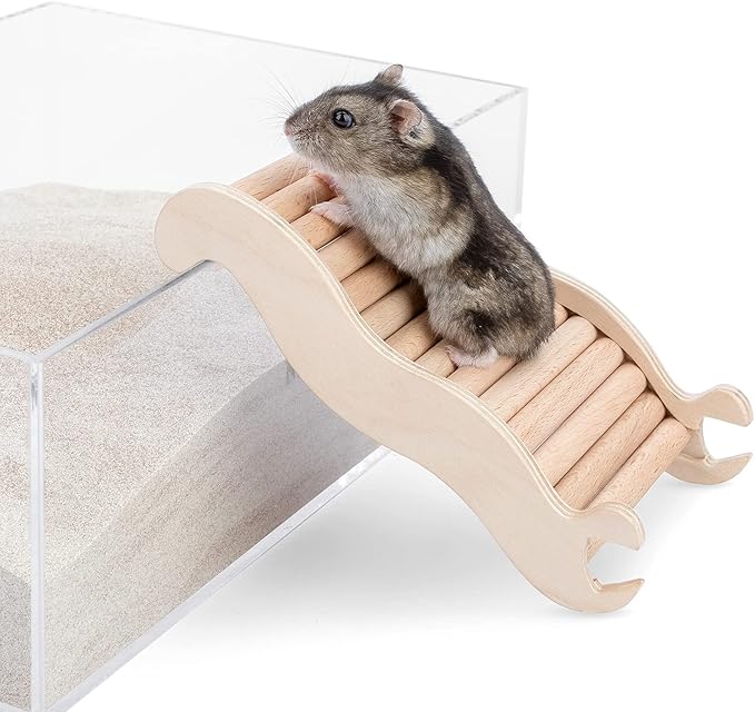 Niteangel Hamster Climbing Toy Wooden Ladder Bridge for Hamsters Gerbils Mice and Small Animals (Small - 6.3'' L)