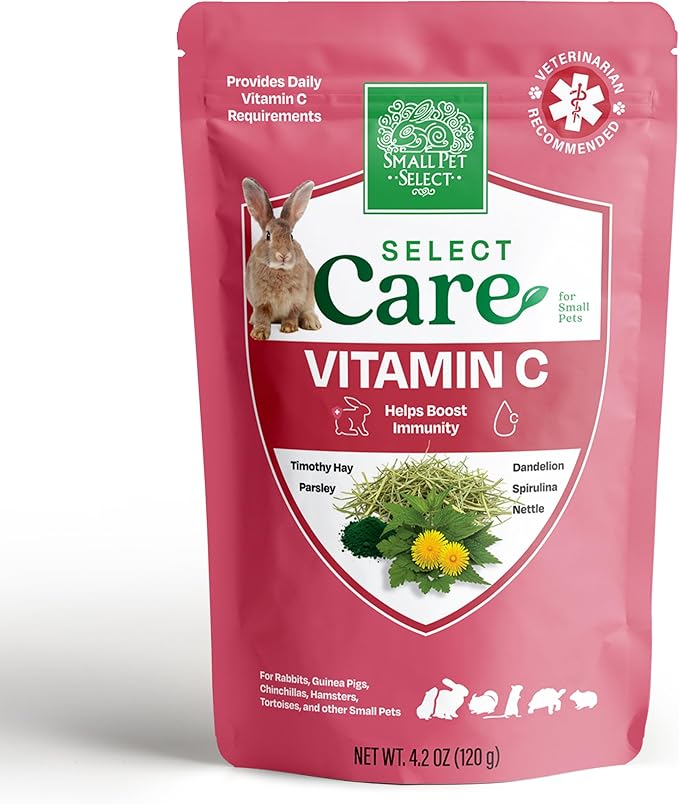 Small Pet Select - Select Care Vitamin C Support Supplement, Natural High Fiber Timothy Hay Based Treats for Rabbits, Guinea Pigs, Hamsters, Other Small Animals, 4.2 oz