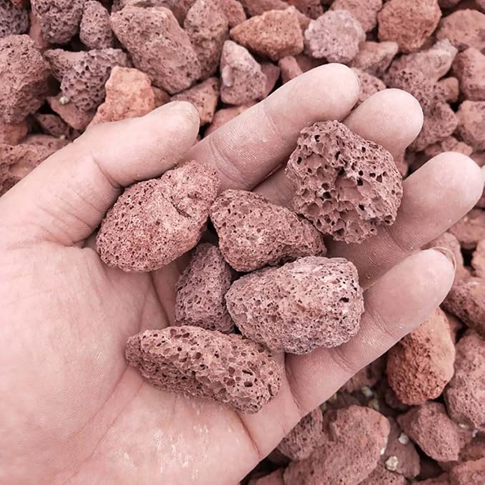 About 120 PackAquarium Red Lava Rock Fish Tank Volcanic Pumice Stones for Shrimp Betta(1''-1.2'')