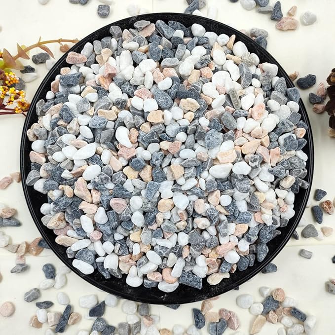 YISZM 5LBS Succulent and Cactus Gravel Pebbles, 1/5 Inch Natural Decorative Polished Stones, River Rocks for Vases, Aquariums, Terrarium and Outdoor Gardening, Mixed Color