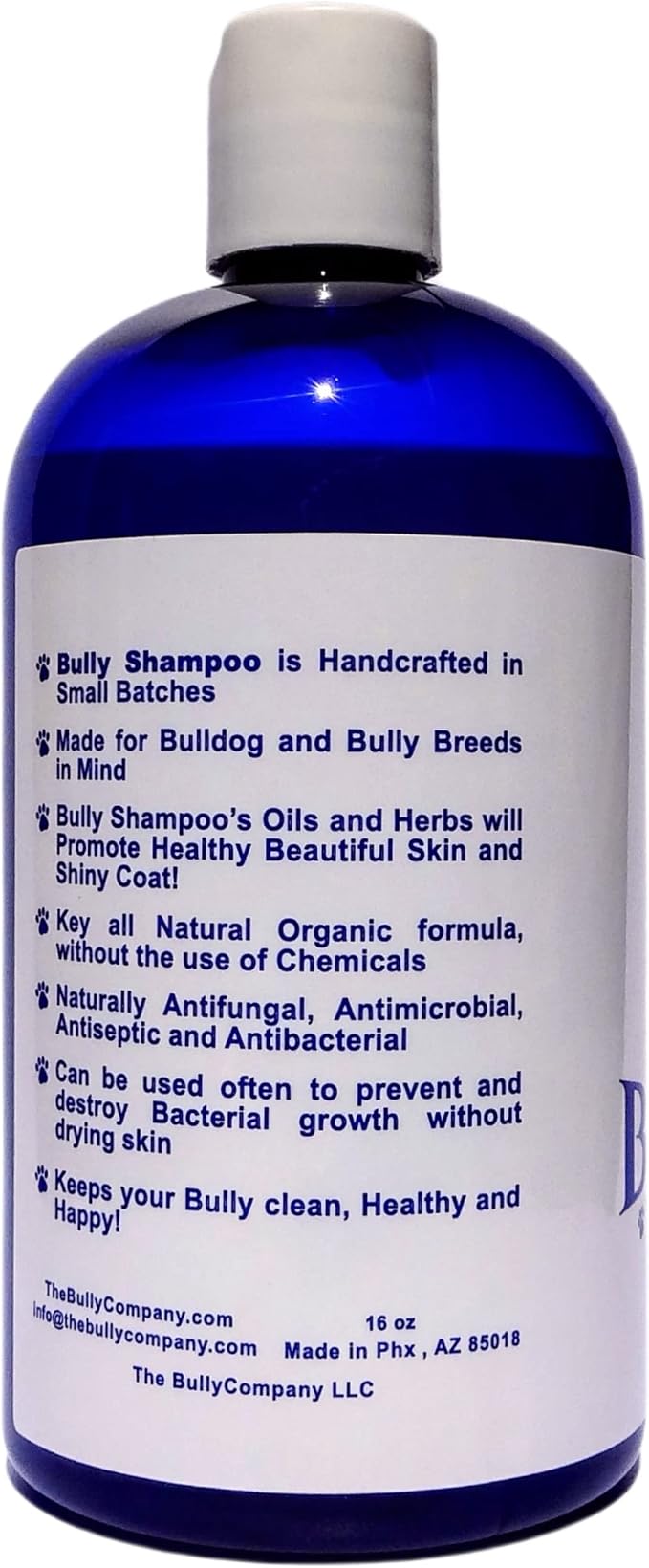 Bully Shampoo - Bulldog Dog Shampoo All Natural Organic Formula Refreshing Botanical Scent. Specifically for Bulldog Breeds and Itchy Skin. Leaves Skin and Coat, Soft, Shiny, Clean and Healthy!