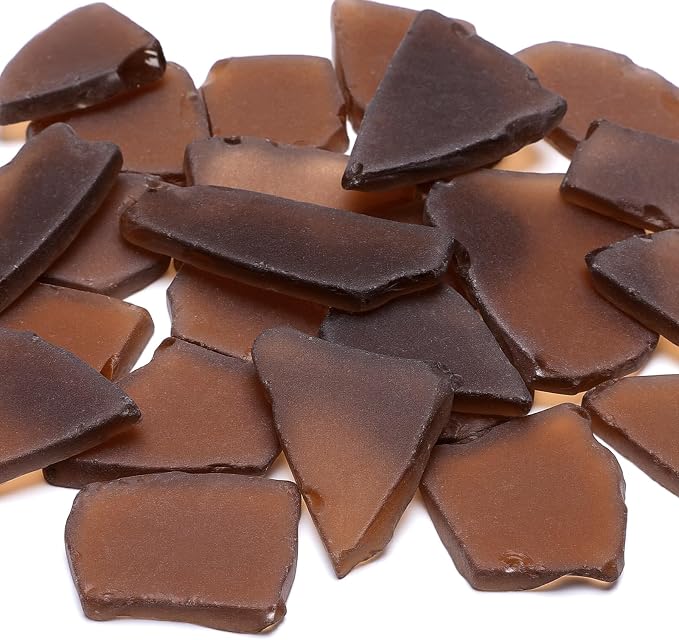 SUREAM 13oz Seaglass for Crafts, Brown Broken Glass Pieces for Art Crafts, Beach Glass for Vase Filler, Beach Wedding Centerpieces, Home Party Aquarium Decor