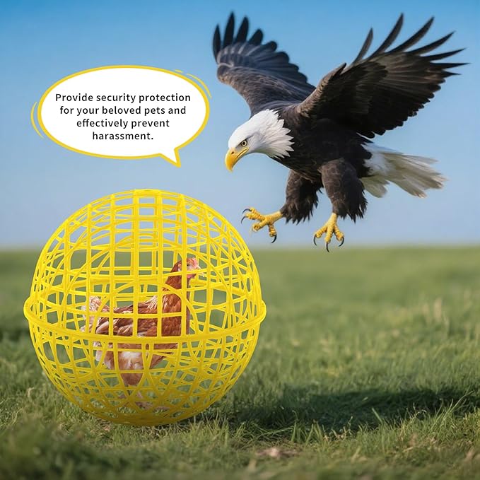 AceOrbit 3 Pcs 19.7 Inch Yellow Ball Chicken Animals Cage, Plastic Rolling Orb Movable for Chickens Rabbits Birds Pigeons, Outdoor Farm Range Portable Round Coop Hutch Safety Globe Prevents Dog Bites