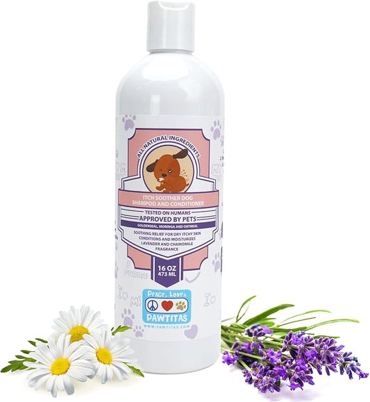 Pawtitas Dog Shampoo and Conditioner All Natural and Hypoallergenic Shampoo for Puppy Made with Certified Organic Natural Herbs Dog Conditioner 16 Oz Dog Shampoo Lavender Chamomile & Goldenseal