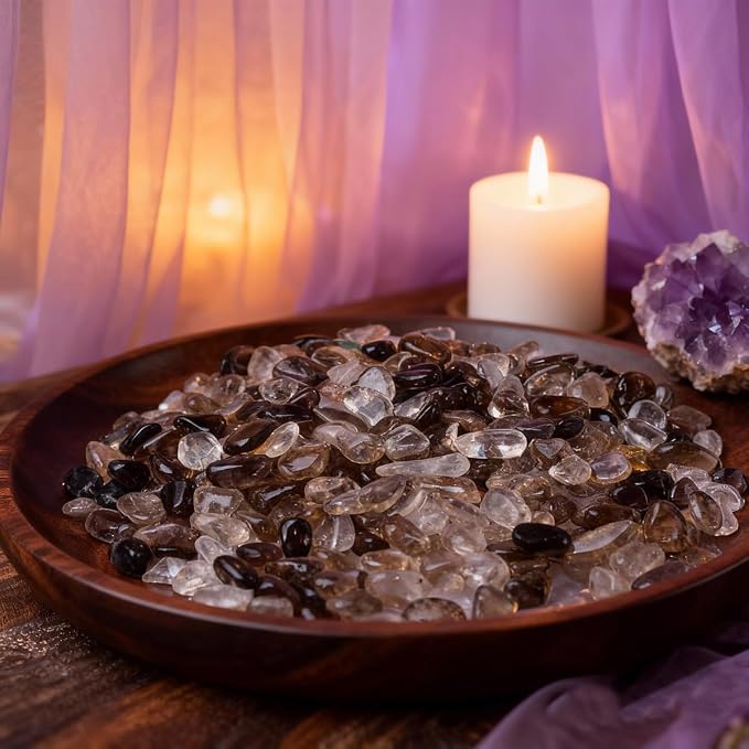 Erliway Smoky Quartz Crystal Chips Bulk for Vase Filler Craft, 0.5 lb 7-9mm | Natural Crushed Crystal Stone for Spell Jar, Aquarium Gravel, Reiki Healing Meditation, Jewelry Making, Resin Art, Home Décor