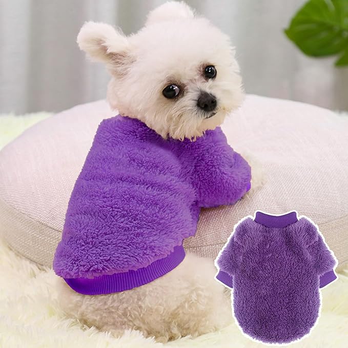 2 Pieces Dog Sweaters for Small Dogs Girl Fall Winter Warm Puppy Clothes Fleece Chihuahua Sweater Cute Pet Clothing for Doggie Cat, Large