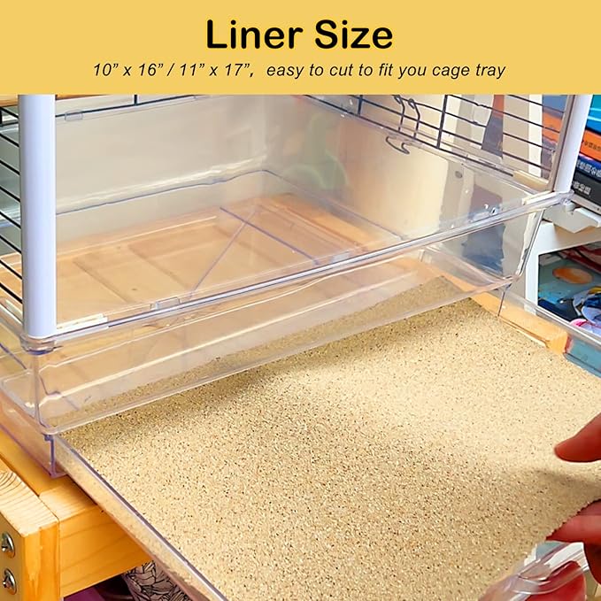 S&X Gravel Paper for Bird Cage 12-Pack 16” x 10” Gravel Liner Paper Sand Sheets Bird Cage Liners