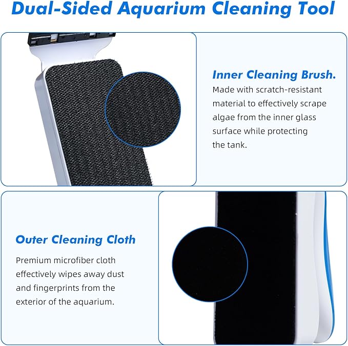 Rise Torrent Aquarium Magnetic Glass Cleaner, Fish Tank Algae Scraper Brush Cleaning Tool for 1/4"-3/8" Thickness Glass, Floating Scrubber Brush Cleaner for Acrylic, 1 Detachable Scraper, Medium