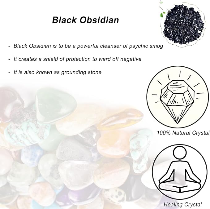 Erliway Black Obsidian Crystal Chips Bulk for Vase Filler, 0.5 lb 7-9 mm | Natural Crushed Crystal Stone for Spell Jar, Aquarium Gravel, Reiki Healing Meditation, Jewelry Making, Resin Art, Home Décor