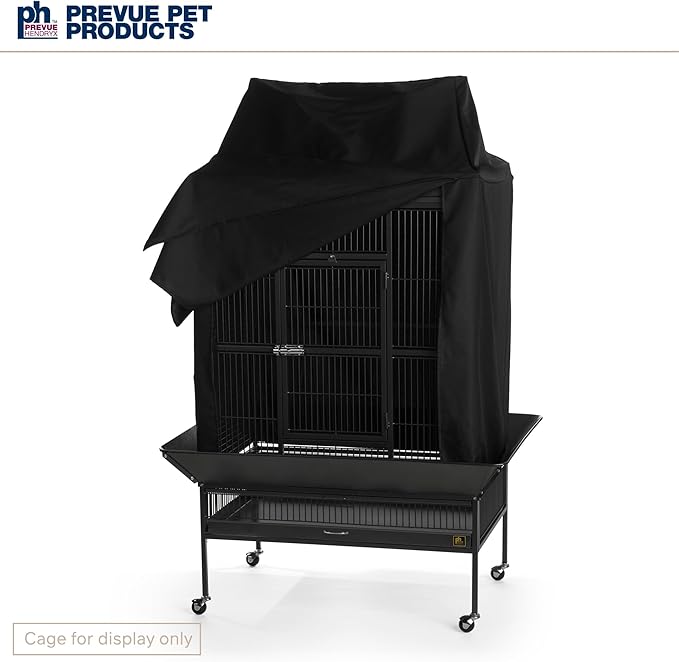 Prevue Pet Products Large Bird Cage Cover - Good Night Cage Cover, Bird Accessories, Blocks Light, Breathable Nylon Fabric, Fits a Variety of Cage Sizes - Black, Size Large