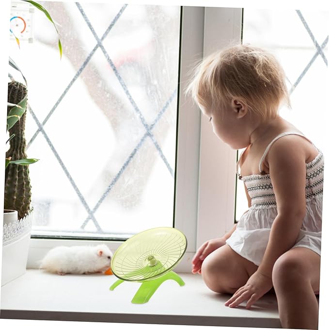 Toddmomy Silent Flying Saucer Exercise Wheel for Hamsters Guinea Pigs Chinchillas Hedgehogs Smooth Edges Quiet Running for Small Pets Cage Accessory in Matcha Green
