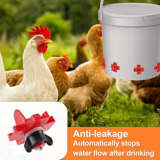 30 Pack Horizontal Chicken Waterer Nipples,Leakproof Chicken Nipple Water for Poultry Coop, Durable ABS Plastic & Stainless Steel, Water Saving Design,with Drill Bits