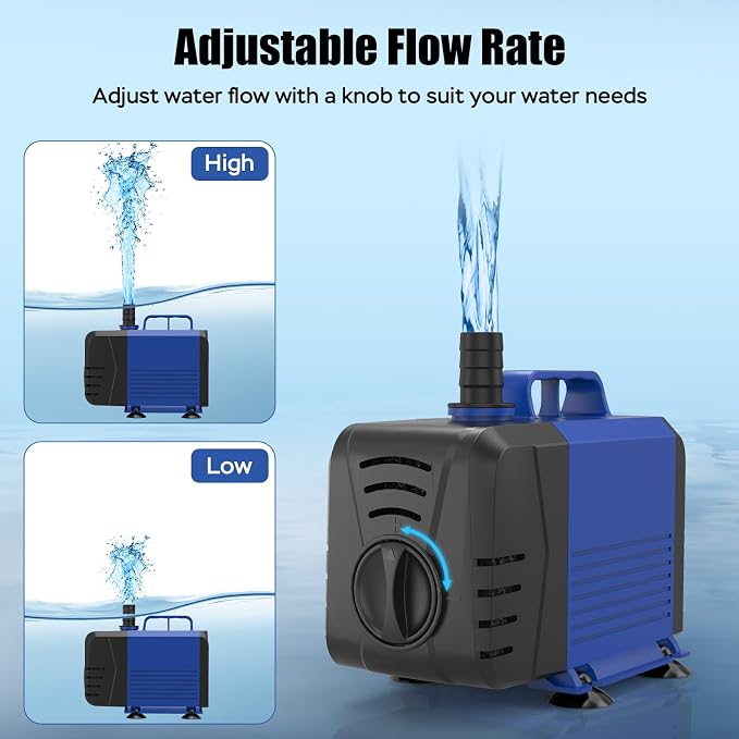 800GPH Submersible Pump(3000L/H, 55W), Water Fountain Pump with Over Heating Protection, Ultra Quiet Water Pump for Aquariums, Ponds, Hydroponics, Fountains
