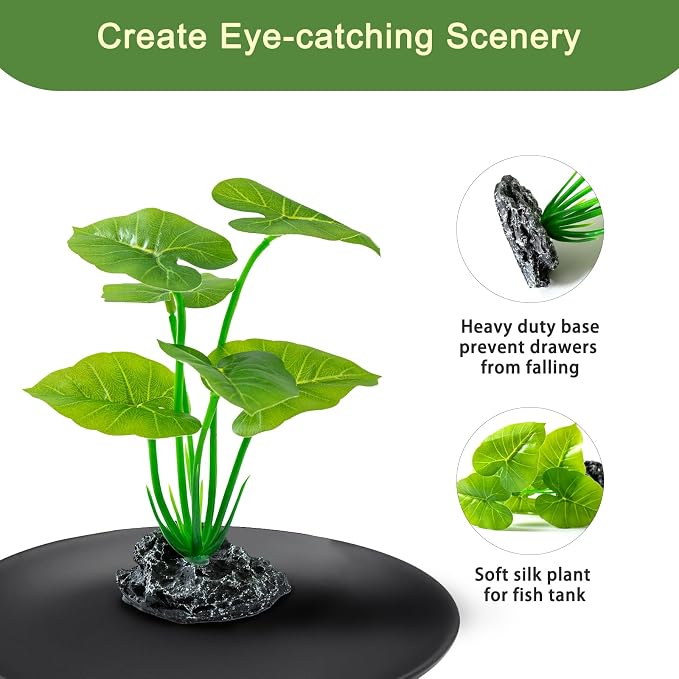 2 Pcs Fish Tank Decorations Plants, Artificial Plant Aquarium Accessories Decor, Goldfish Tank Decor Plastic Realistic Plants