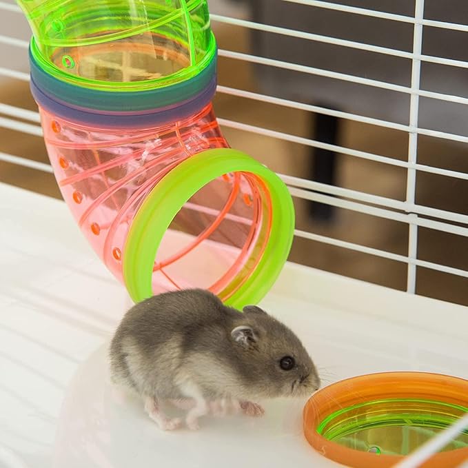 Large 5-Floors Blue Hamster Mansion Habitat Home House Cage Paw Safe Solid Platform with Hide House Running Excerise Wheel Food Bowl Water Bottle Deep Base