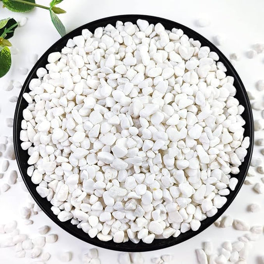 YISZM 2LB Succulent and Cactus Gravel Pebbles, 1/5 Inch White Natural Decorative Polished Stones, River Rocks for Plants, Vases, Aquariums, Terrarium and Outdoor Gardening,White