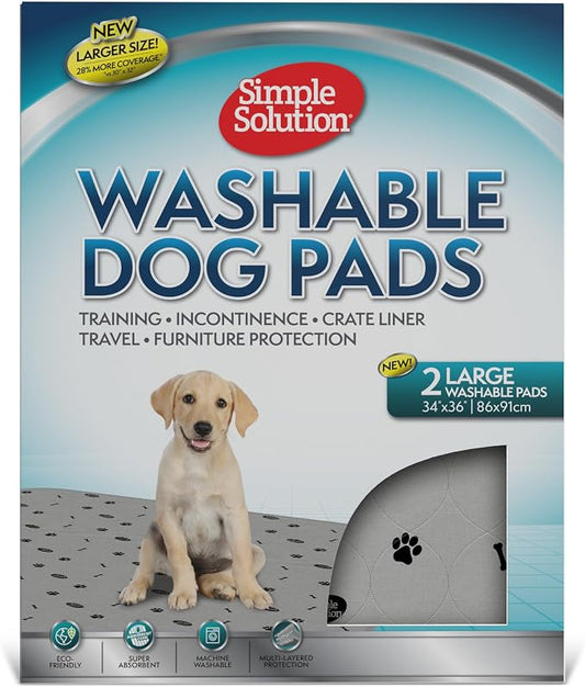 Simple Solution Large Washable Puppy Pad | Reusable Dog Pee Pad, Absorbent and Odor Controlling ,34x36 Inches, 2 Count,White (Pack of 6)