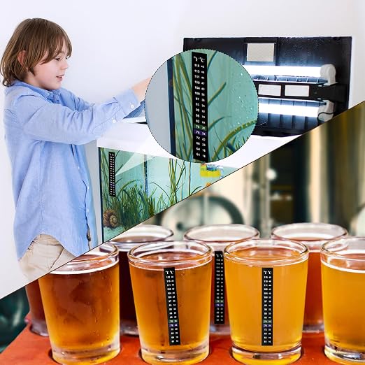 Zonon 24 Pcs Stick on Thermometer Strip for Brewing Fermenting Temperature Sticker Decal Crystal Adhesive 61-118 °f (16-48 °c) Digital Display Sticker for Wine Beer Aquariums