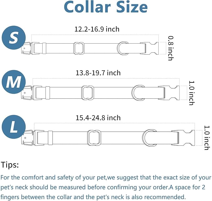 Dog Collar and Leash Set.Soft and Easy to Clean Vegan Leather with Rose Gold Metal Buckle for Small Medium Large Dogs (Black, L(15.4”-24.8“)