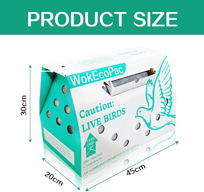 6 Pack Single Live Bird Shipping Boxes, Live Chicken Shipping Boxes, Poultry Shipping Boxes has Ventilation Openings, Cardboard Pet Carrier for Chicken, Bird, Duck, Pigeons, Canaries 17.7x7.8x11.8 in