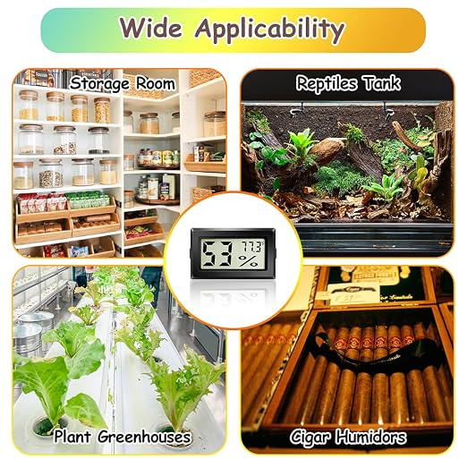 2PCS Reptile Thermometer and Hygrometer Gauge Adhesive Digital Terrarium Hygrometer Reptile Tank Accessories for Bearded Dragon Jumping Spider Leopard Gecko Lizard Ball Python Hermit Crab