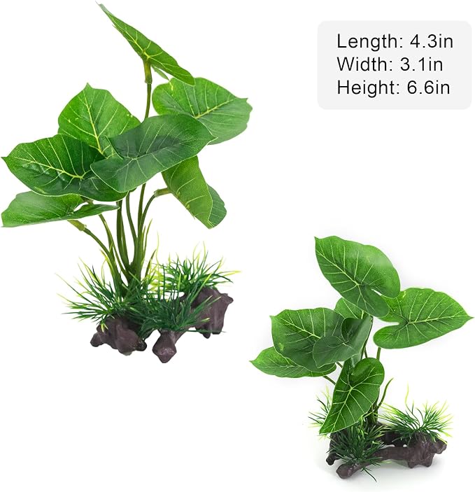 Aquarium Plants Fish Tank Decorations 6.6 inch Plastic Artificial Plant Goldfish Stone Cave Betta Fish Hides/Rest