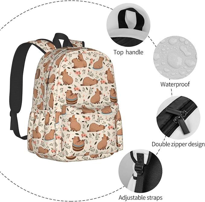 Backpack for Women Capybaras 16.9 inch Travel Casual Laptop Backpack Lightweight Waterproof Hiking Daypack