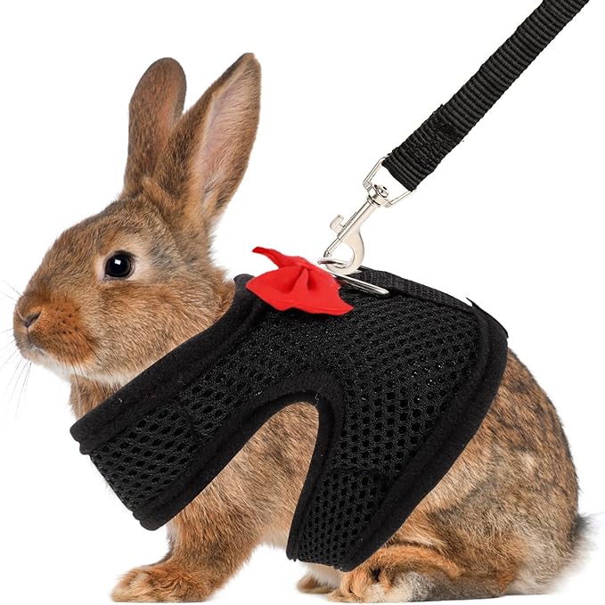 Balacoo Small Animal Harness Leash Set Breathable Soft Mesh Small Pet Vest Harness Size S Chest 20-23cm Rabbit Walking Leash for Guinea Pig and Other Small Pets