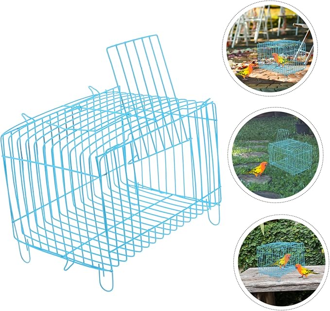 Milisten Portable Bird Carrier Travel Cage Lightweight Handheld Wire Cage for Small Birds Parrots Conures Cockatiels Breathable Design Outdoor Use 7.00X5.31X5.11 Inch