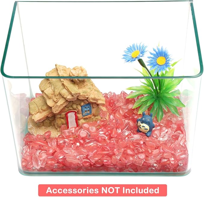 WAYBER Crushed Pink Man-Made Quartz Decorative Gravel Stones, 1 Lb (460g) | Toxin-free, Colorfast, Great for Reiki Healing, DIY Crafts, Vase Filler, Aquarium Landscaping & Planter Décor