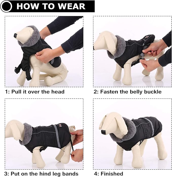QBLEEV Warm Reflective Dog Jacket, Waterproof Winter Coat With Turtleneck for Cold Weather, Thick Fleece Snowsuit Christmas Vest Pet Apparel for Small Medium Large Dogs XL
