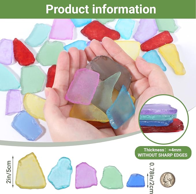 SUREAM Colorful Bulk Sea Glass, 13oz Sea Glass Christmas Tree Kit, Glass Stones for Beach Wedding Party Home Aquarium Decor and DIY Art Craft Supplies