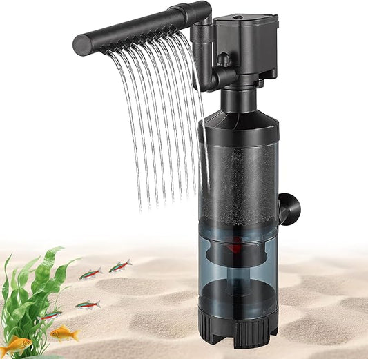 Carefree Fish Aquarium Sponge Filter Quiet with Fish Poops Collector Quiet for 8~20Gal Fish Tank for Saltwater and Freshwater