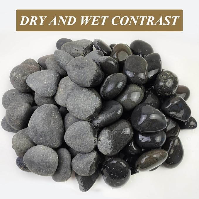 FANTIAN 20 lbs Black Rocks for Landscaping, 3-4 Inch Beach Pebble | Garden Rocks, Natural Decorative Black River Stone for Plants, Landscaping, Planters, Paving, Walkways, Outdoor