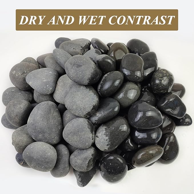 FANTIAN 10 lbs Black Pebbles for Indoor Plant, 3-4 Inch River Rocks | Natural Decorative Black Stones Rocks for Landscaping, Garden, Plants, Aquarium, Backyard, Indoor Water Fountains